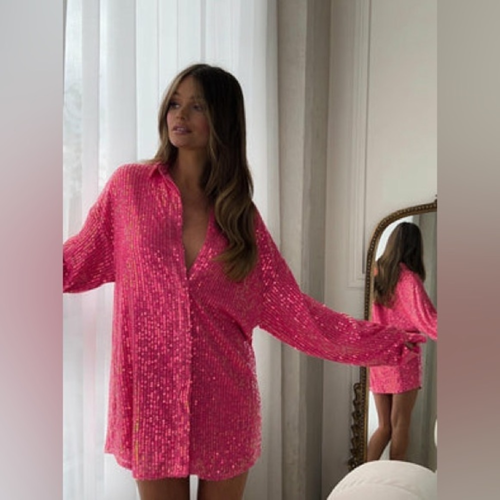 SLA THE LABEL Pink Cindy Shirt Sequin XS